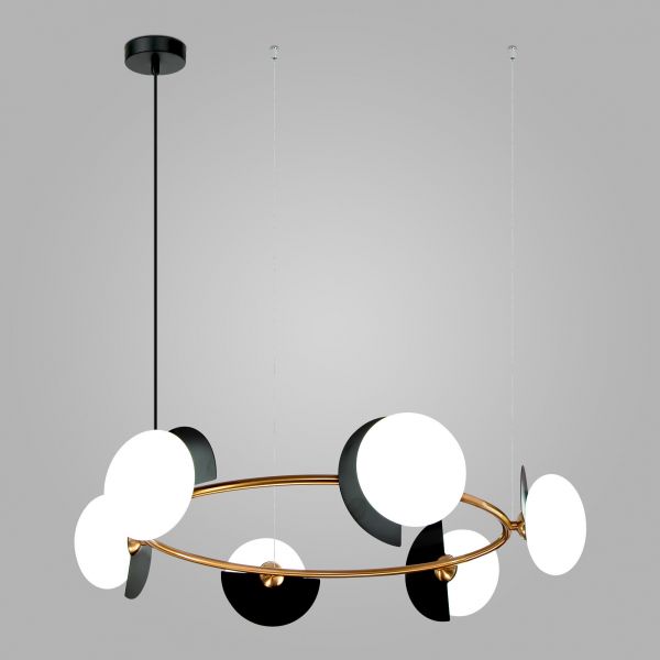 Pendant lamp with glass shades 70150/6 black/brass